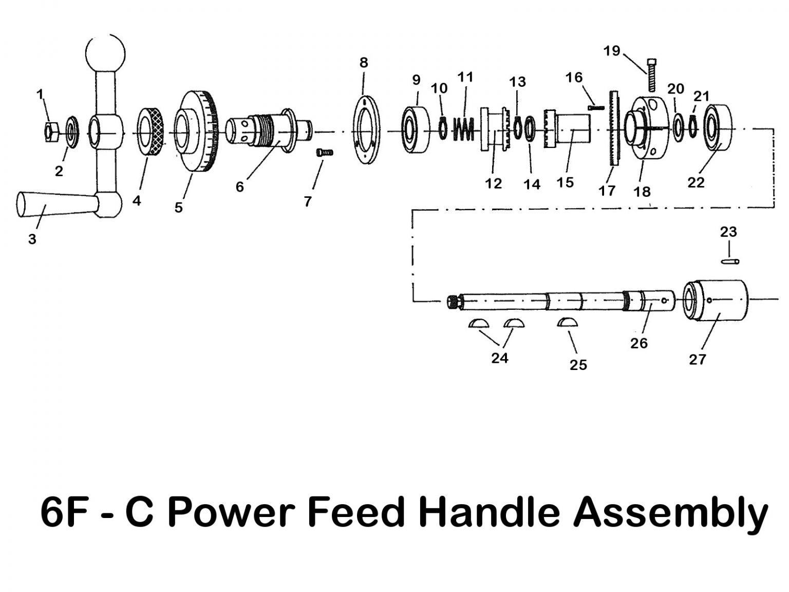 6F-C Power Feed Handle Assembly Breakdown